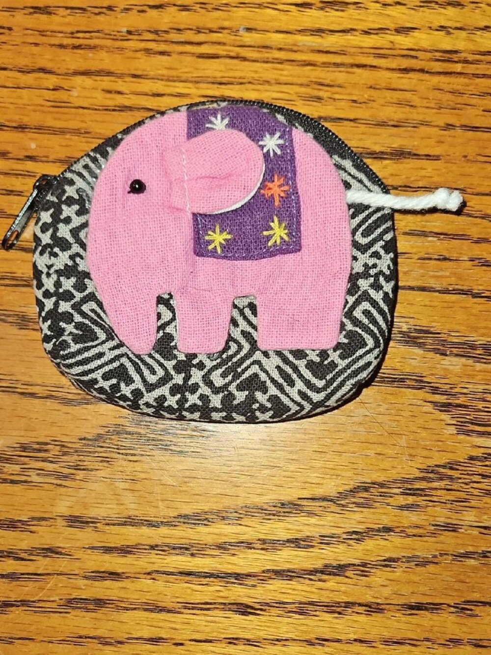 Boho Pink Elephant Coin Purse /Whimsical Starburst Mini Pouch
